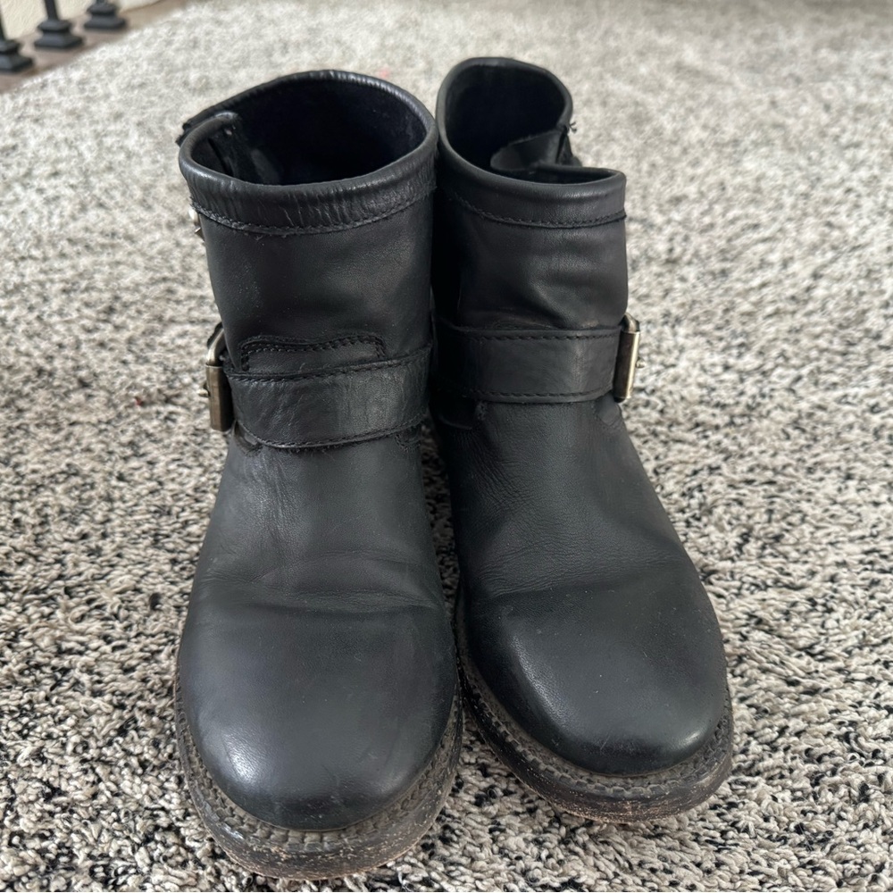Black leather booties size 38